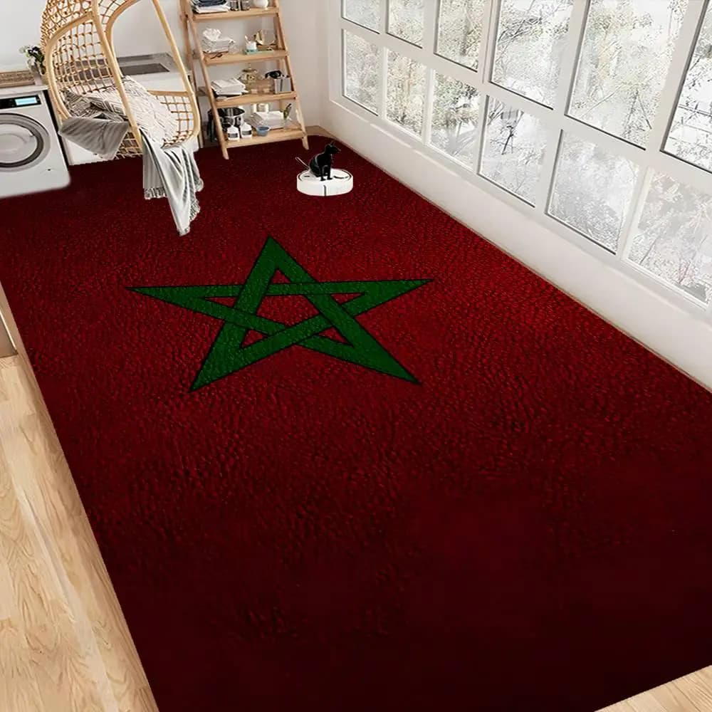 Bathroom mat with flag of the map of Morocco, INS style, soft, per bedroom, laundry, anti-slip, welcome pack