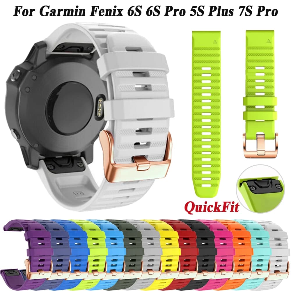 Cinturino Smartwatch in Silicone da 20mm con fibbia in oro rosa per braccialetti con cinturino a sgancio rapido Garmin Fenix 7S Pro 6S 6S Pro 5S Plus