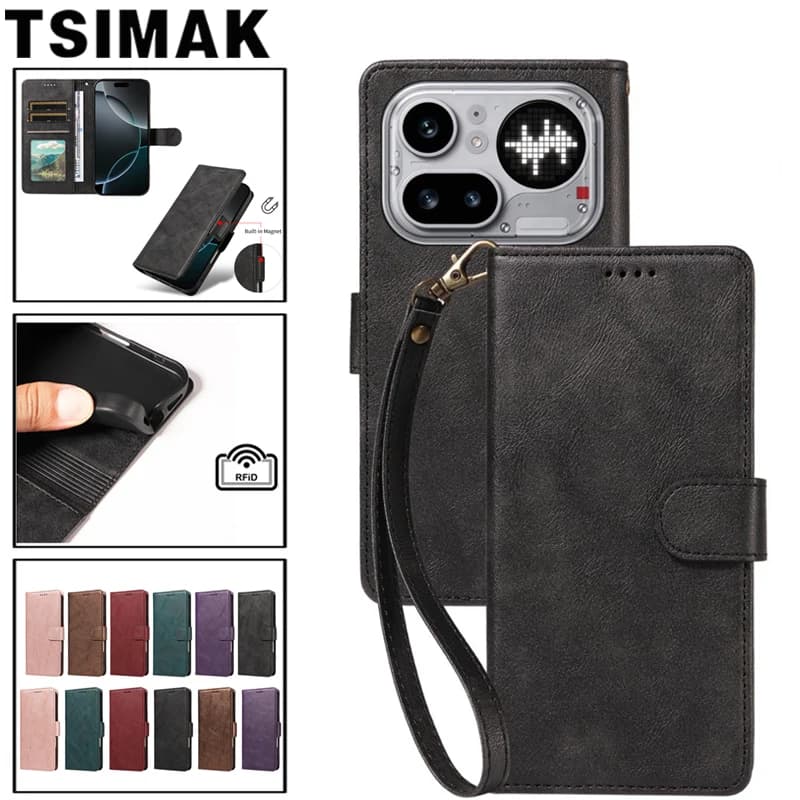 Leather Case For Nothing Phone 4A Pro 3 3A CMF Phone 2 Pro Phone4a 4APro A059 A069 5G Flip Wallet RFID Blocking Anti-Theft Cover