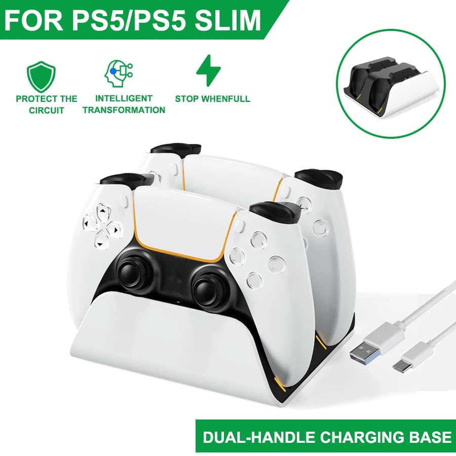 Per controller PS5, stazione di ricarica rapida per controller di gioco wireless doppio, stazione di ricarica per PS5/PS5 Slim, accessori per giochi