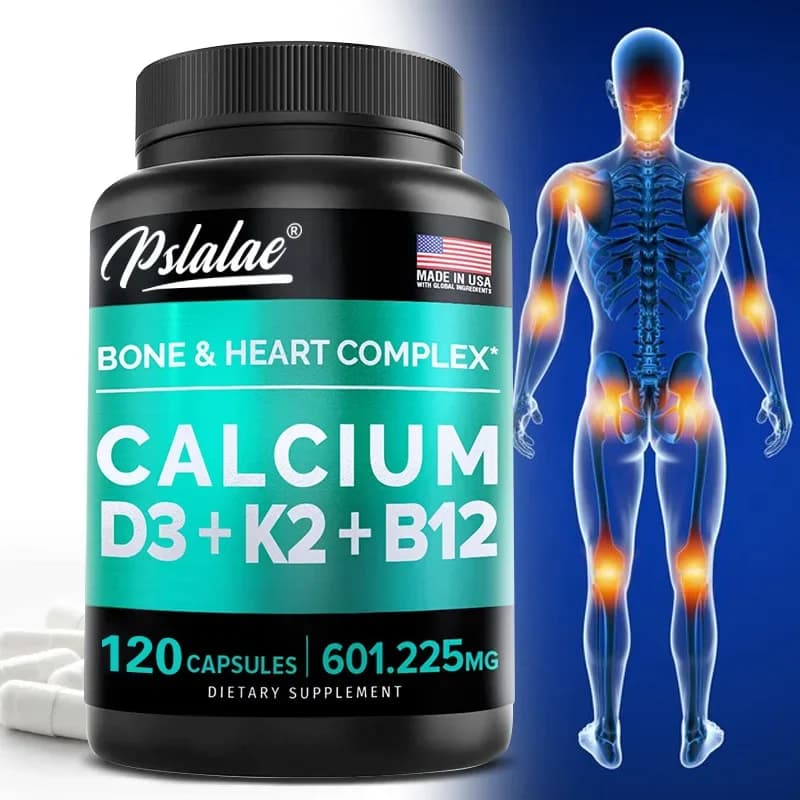Calcium 600 Mg, vitamin D3 supplement K2 B12-provides heart, bone and immune support for women and men