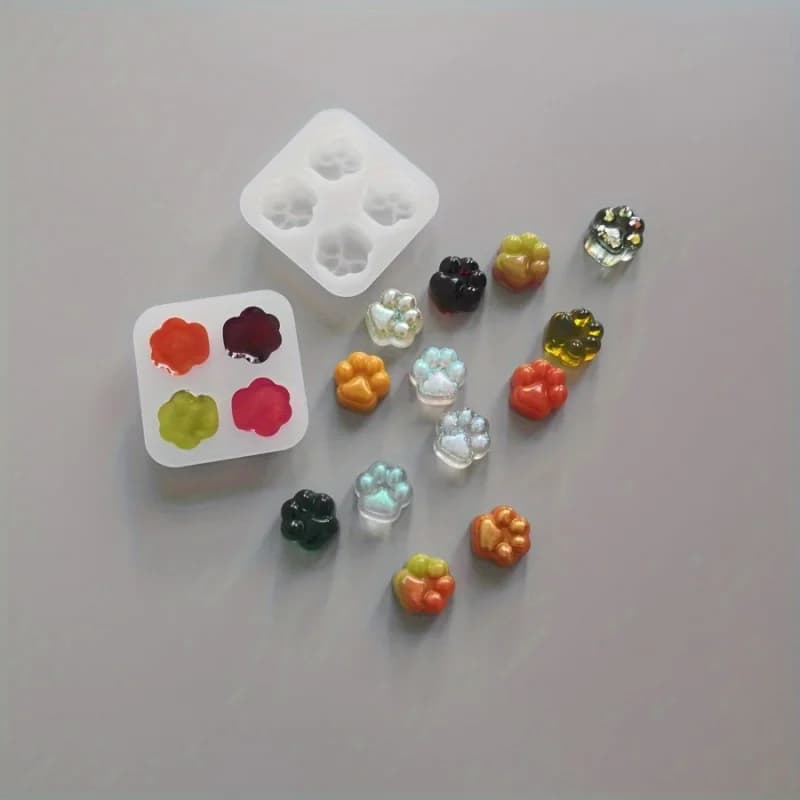 1Set di stampi in silicone con motivo zampa di gatto-4A unico kindDIYResin, design artigianale in argilla e gesso, perfetto per realizzare candele e aromaterie