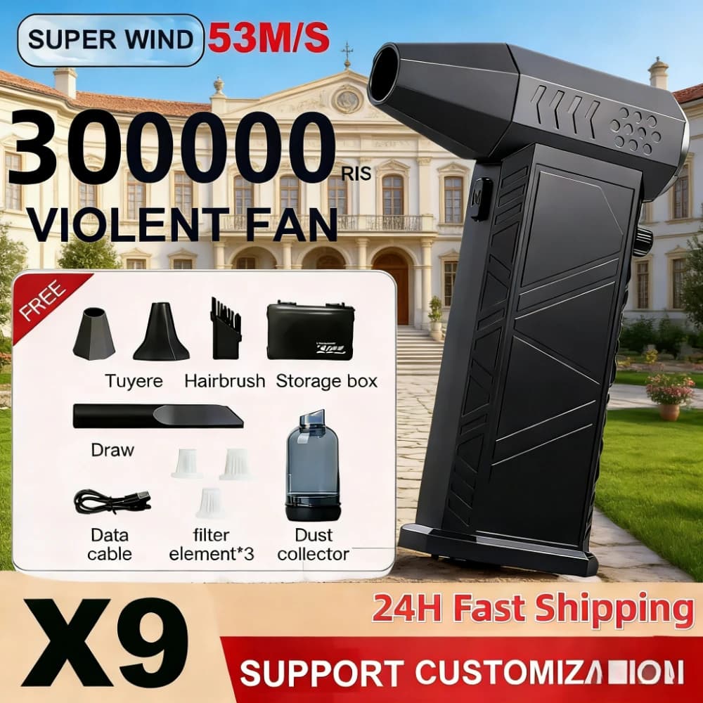 Nuovo Soffiatore d'Aria X9 Turbo Fan Aggiornato, Soffiatore Ricaricabile Senza Spazzole, Asciugatore Elettrico Portatile Multifunzione