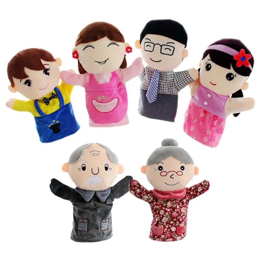 Pupazzi Morbidi per Raccontare Storie, Famiglia di Personaggi 25CM, Marionette da Dito per Educazione Precoce