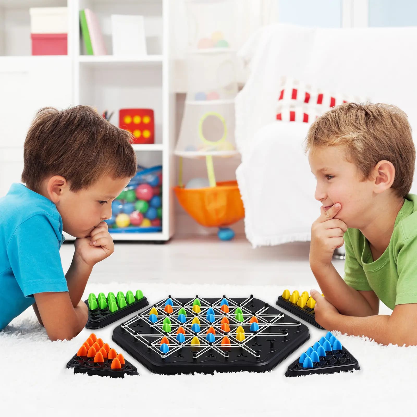 1 Set Chain Triangle Chess For Kids Family Night Iq Challenge Strategic Movement Multiplayer Board Triangle Puzzle Strategy