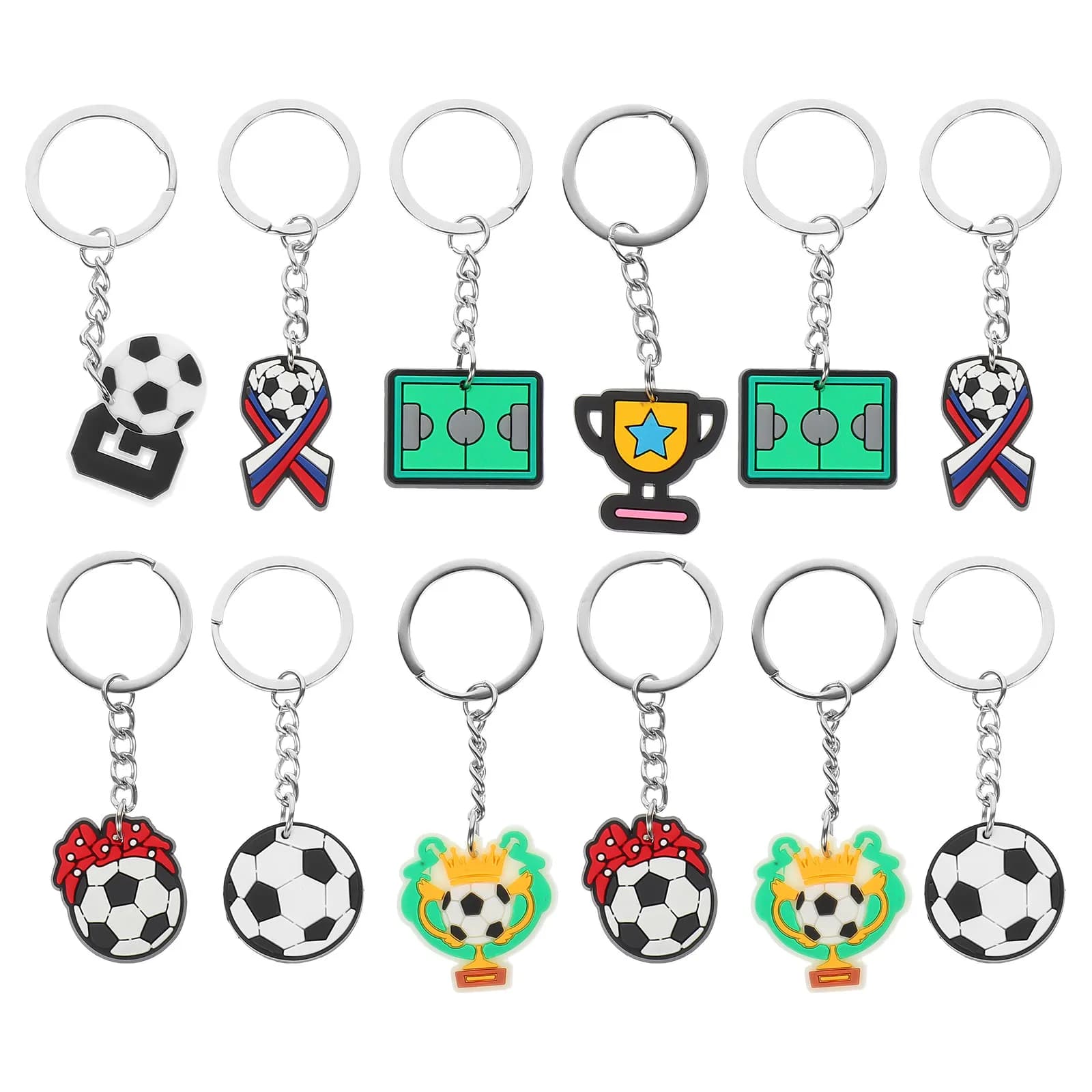 35 Pezzi Portachiavi a Forma di Pallone da Calcio, Design Creativo, Piccoli Anelli Portachiavi Portatili per Tifosi, Decorazione per Zaini, Regali Sportivi, Souvenir