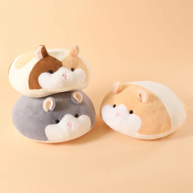 Round Fluffy Hamster Plush Pillow With Sweet Smiling Face Large Size Huggable Creative For Couch Or Bed Decoration Design