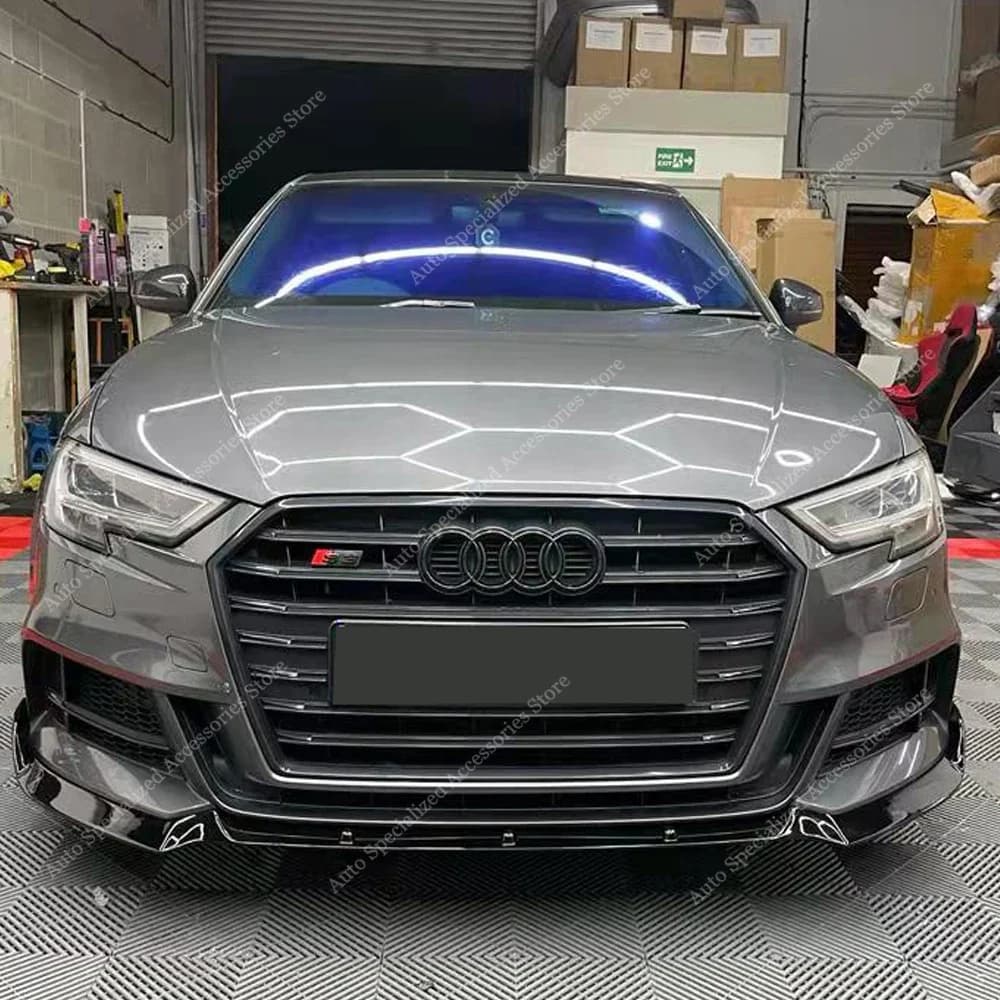 Per Audi S3 8V Gloss Nero Paraurti Anteriore Labbro Spoiler Splitter Diffusore S3 A3 TFSI TDI S-Line 2017-2020 Facelift Bodykits Tuning