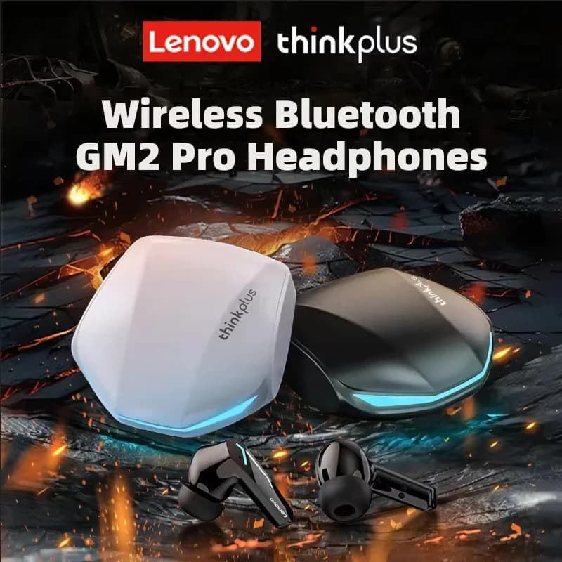 Cuffie Originali Lenovo GM2 Pro, Auricolari Bluetooth V5.3 Wireless, Modalità Dual per Gaming, Chiamate Vocali HD, Bassa Latenza