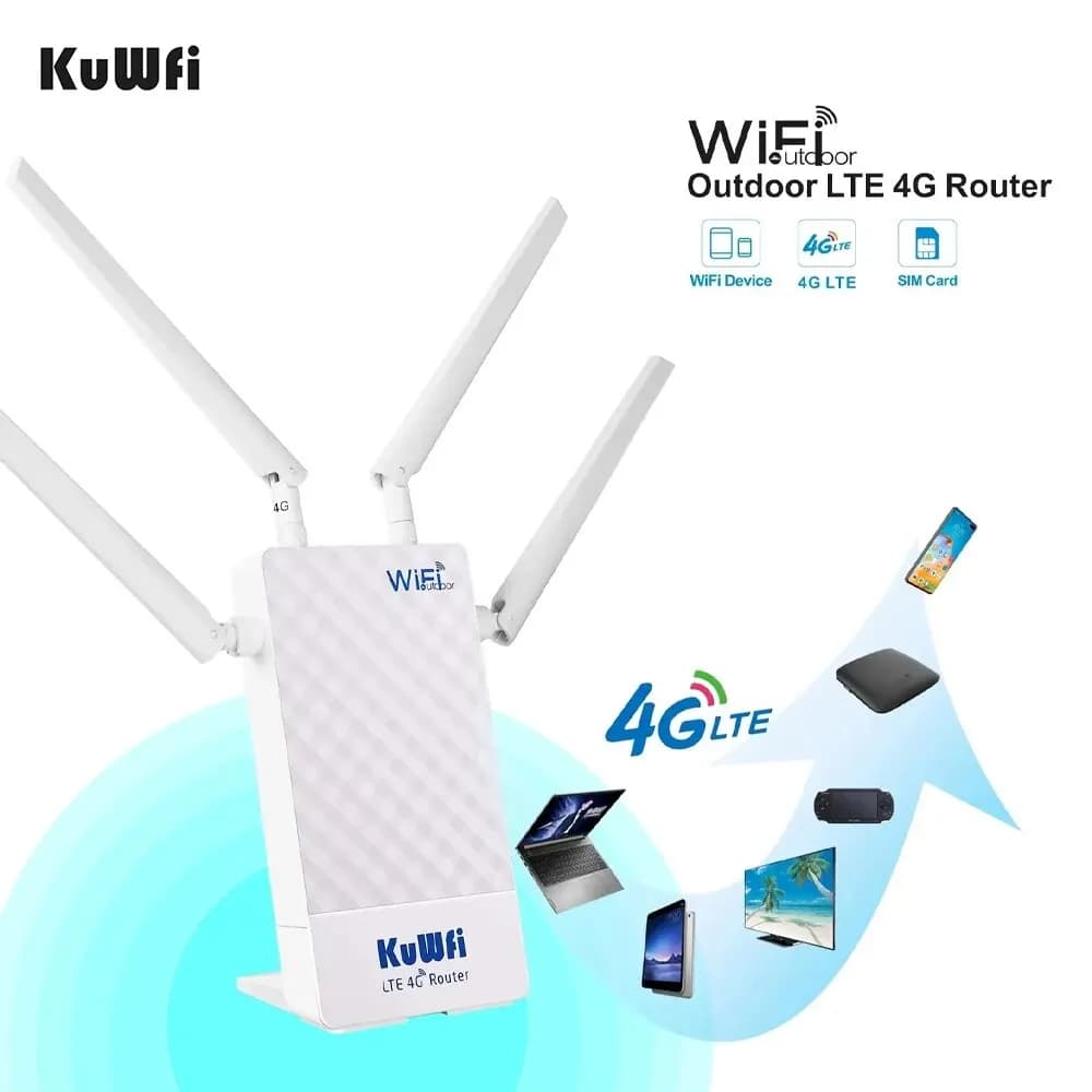 KuWFi 4G CPE Router esterno 300Mbps Router Wifi Antenna esterna Supporto Porta Filtraggio Impostazioni IP DMZ MAC per telecamera IP