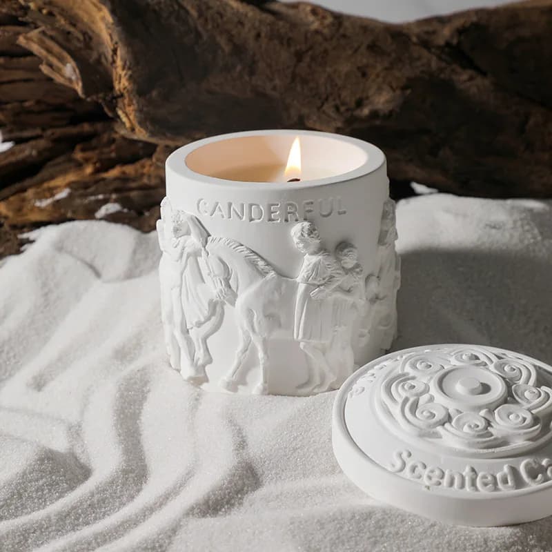 Luxury The Parthenon Sculpture Cup Jar aromaterapia candela tazza di gesso cera di soia pianta oli essenziali candele decorazione della casa