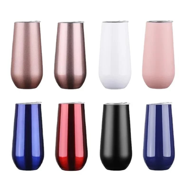 Tazza thermos isolata in acciaio inossidabile con coperchio, 22 colori, 6 once, per champagne, vino, birra, tazza regalo per feste di Natale
