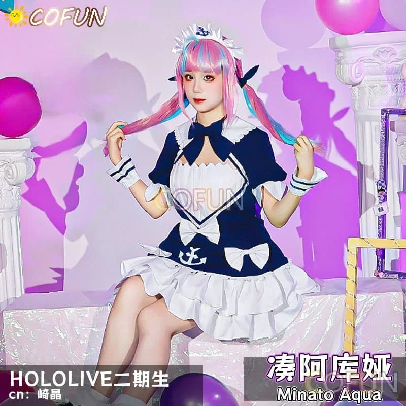 COFUN Vtuber Hololive Minato Aqua Costume da cameriera Costume cosplay Abiti di Halloween Costume da animazione per donna