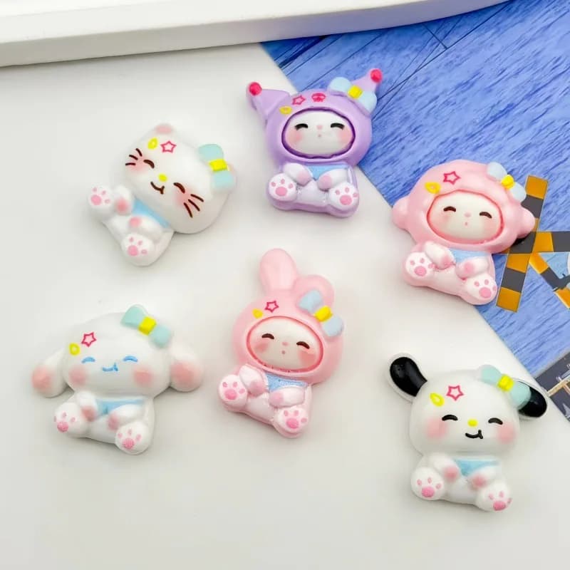 24/120 pieces of diy resin accessories in animated cardboard shape, hair clips with creamy glue, phone case, refrigerator container, patch-shaped decorations