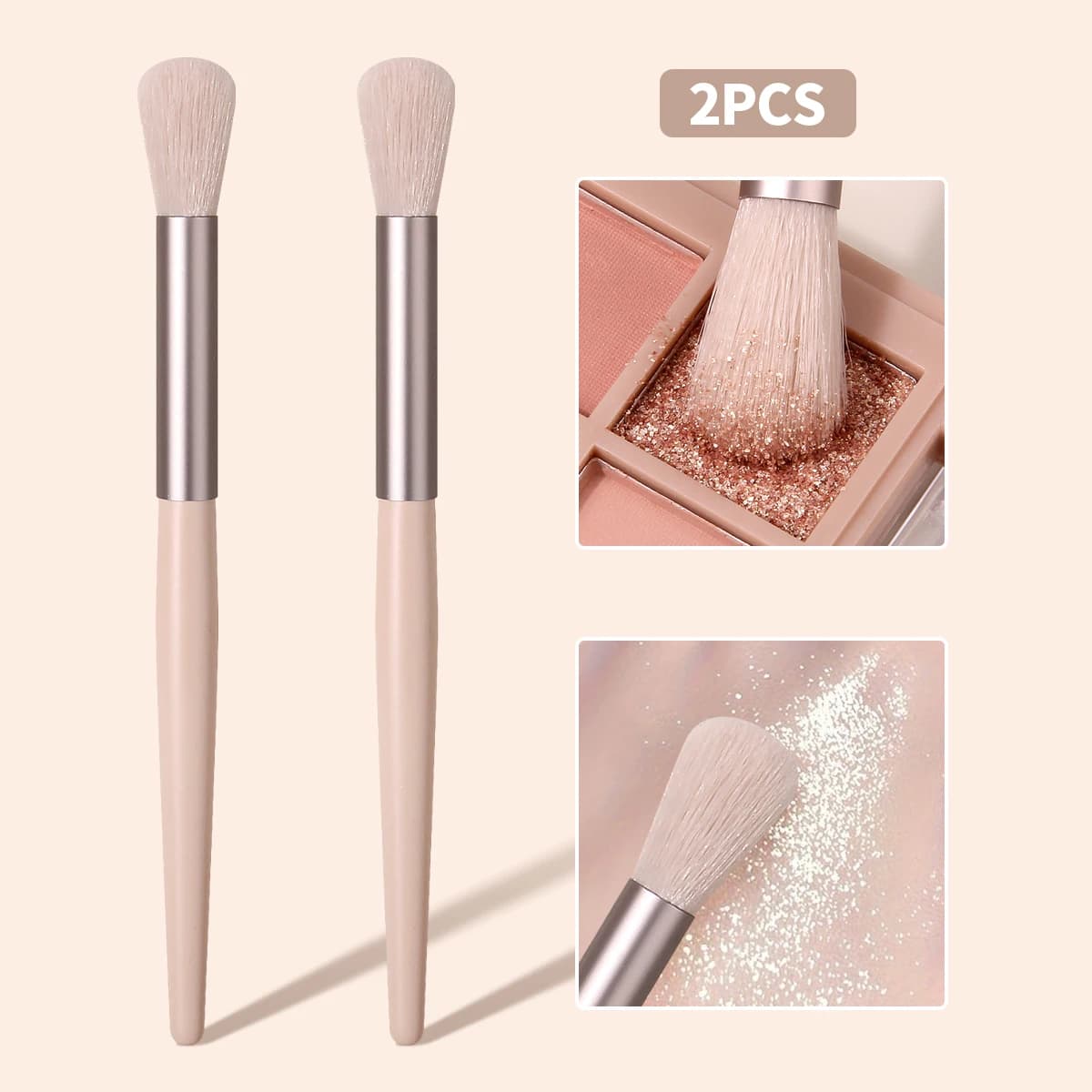 2Pcs Soft Fluffy Makeup Blending Brushes, CosmeticTools For Eyeshadow Highlighter Contour, Face Eye Beauty Brushes For Daily Use