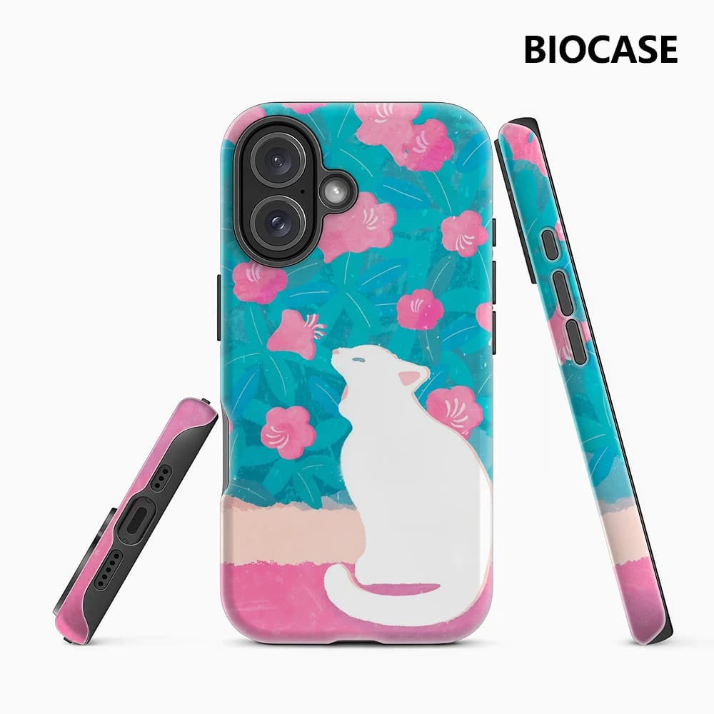 Custodia per telefono White Cat Among Blossoms per custodia magnetica per iPhone 17 16 15 14 Pro Max Plus, custodia robusta a strato singolo/doppio