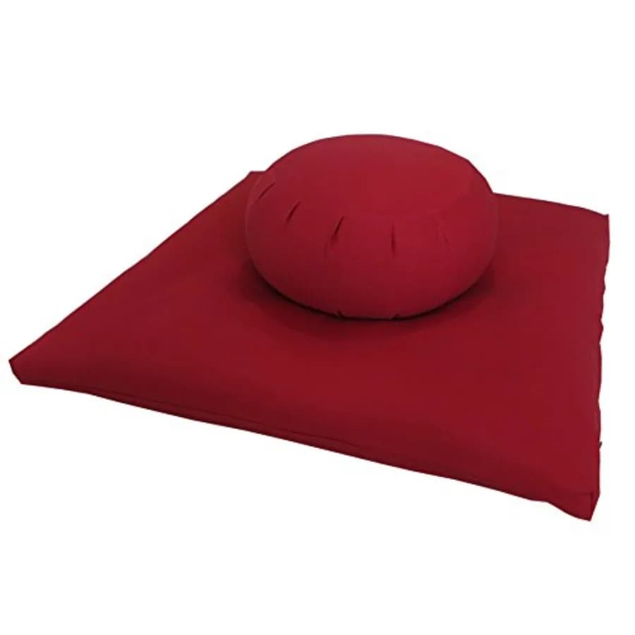 Buckwheat Zafu and Zabuton Meditation Cushion Set 2pc for Yoga and Mindfulness Natural Color Ergonomic Support and Adjustable F