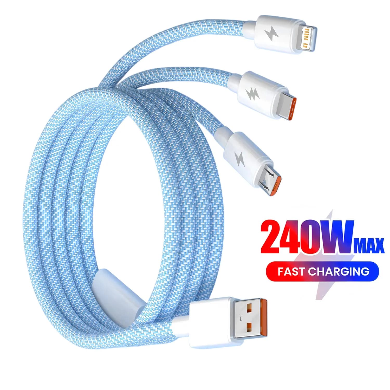 Cavo di ricarica super veloce 3 in 1 100W 6A tipo C per iPhone Samsung Huawei Xiaomi Micro USB tipo C Caricatore per telefono Cavo dati USBC