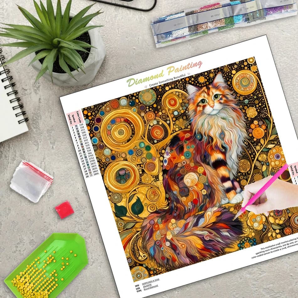 RUOPOTY Cat Diamond Painting Kit For Adults Crafts Diy Kits For Beginners Animal Full Round/Square Modern Wall Art Diy Crafts