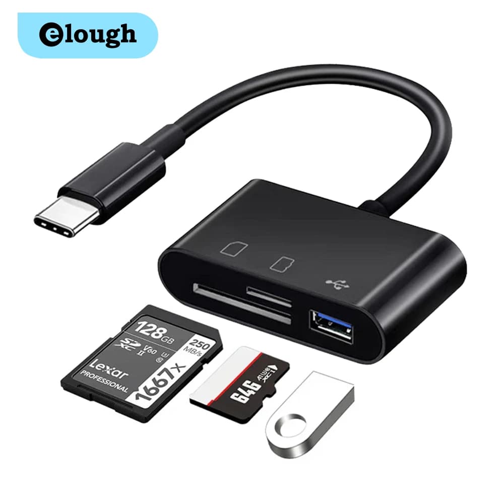 Elough Tipo C Adattatore TF CF Lettore di schede di memoria SD Adattatore di schede USB C per MacBook Samsung Huawei Xiaomi OTG Writer Compact Flash