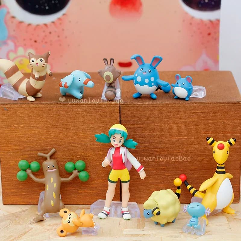 Pokemon Cieco Scatola Giocattoli Johto Regione 2 Anime Figura Sudowoodo Mareep Marill Azumarill Ampharos Modello di Bambola Giocattoli Regali per Bambini