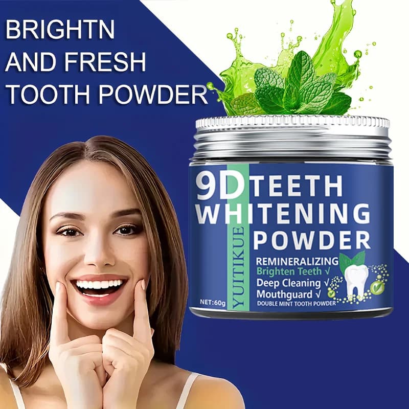 9D tooth whitening powder with remineralization | Illumina, deep cleaning and mouthguards | Double mint