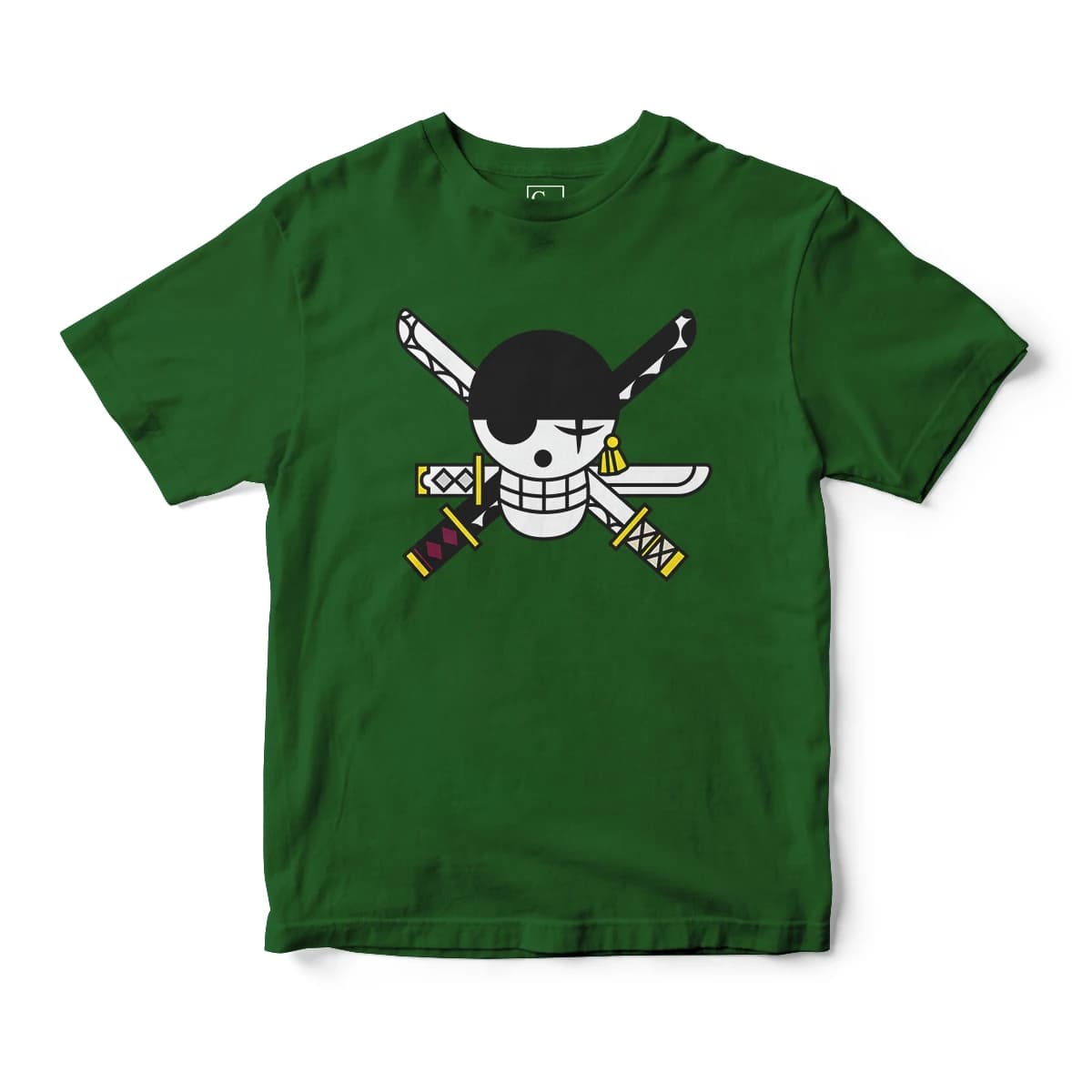 Men's One Piece Anime T-Shirt Dark Green Skull Sword Graphic Cotton Tee Casual Otaku Streetwear for Daily Campus Home Wear