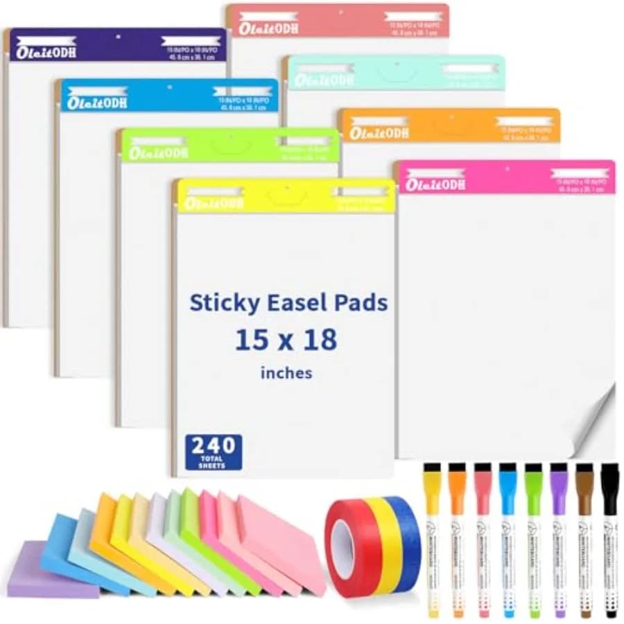 Set di 31 foglietti adesivi per cavalletto 15 x 18 pollici, mini blocchi note autoadesivi, fogli per flip chart, carta per anchor chart, carta adesiva per anchor chart