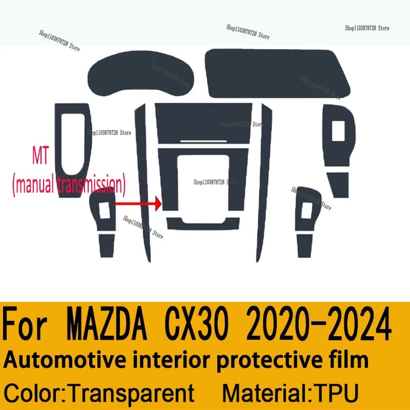 For MAZDA CX-30 (2020-2024) Car Gear Panel Film Dashboard Protective Wall decal Interior Anti-scratch Film Cover Accessories