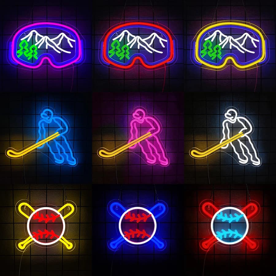 Insegna al Neon a Forma di Occhiali da Sci per Decorazione Murale, Luce LED Neon Alimentata USB per Feste a Tema Sport Invernali, Camera da Letto, Casa, Bar, Man Cave, Regali per gli Amanti dello Sci