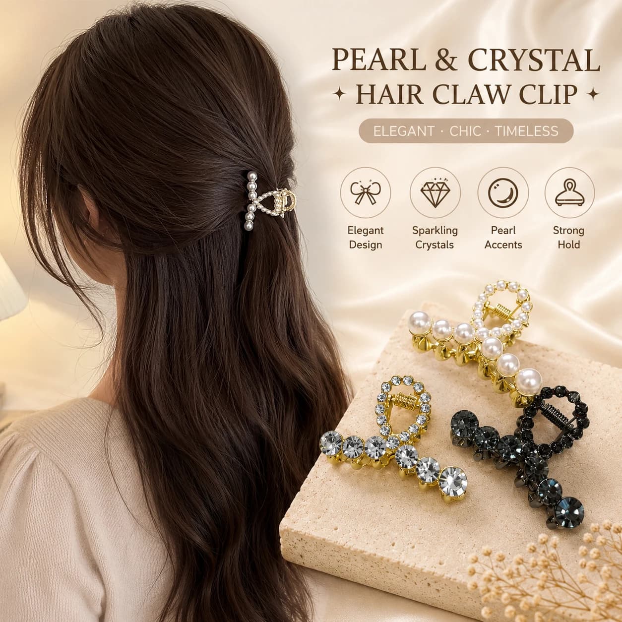 Nuovo stile francese in metallo imitazione perla geometrica Mini simpatici artigli per capelli per le donne temperamento tendenza squalo Clip accessori Senior