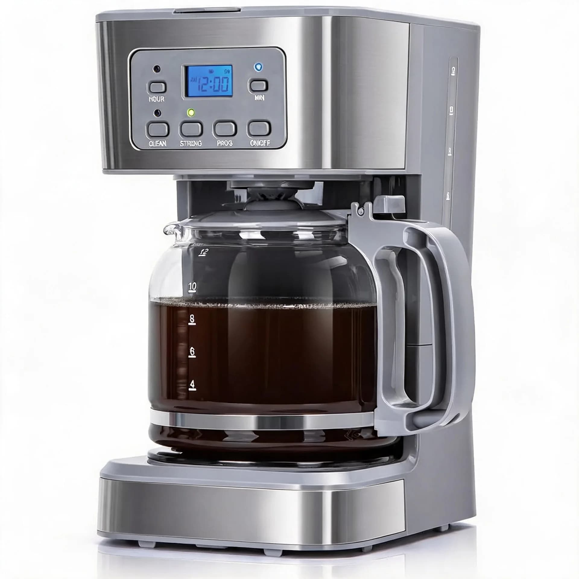 12-Cup Programmable Coffee Maker, Regular & Strong Brew Drip Coffee Machine for Home and Office, Glass Carafe, Pause & Serve