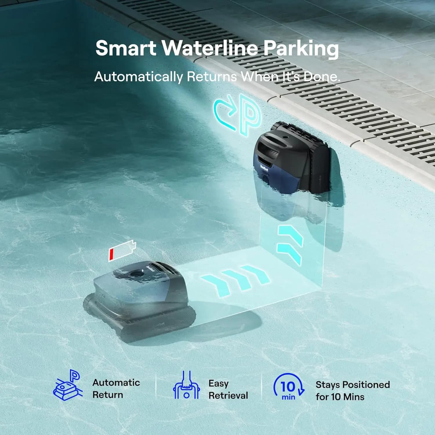 Beatbot Sora 10 Auto Pool Cleaner Robot Vacuum Shallow Water Platform Cleaning Smart Wash Sweeper Blue