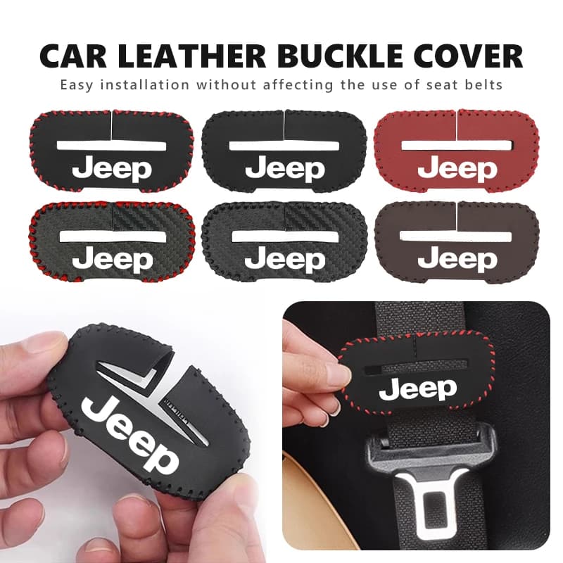 1/2pcs Car Seat Belt Buckle Cover Leather Protector Anti-collision Case Accessories For Jeep Cherokee Patriot Liberty Wrangler