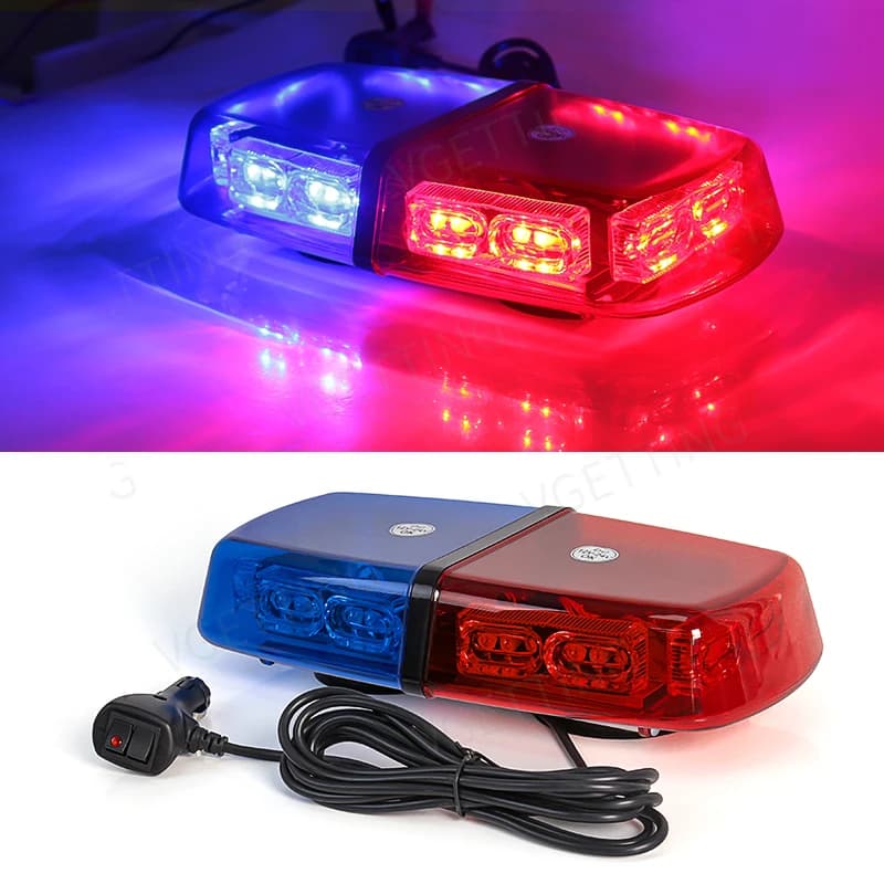 Luci stroboscopiche sul tetto dell'auto 36 LED Avvertimento di emergenza Faro di sicurezza Supporto magnetico per camion Ambulanza Spazzaneve 4 colori 12V 24V