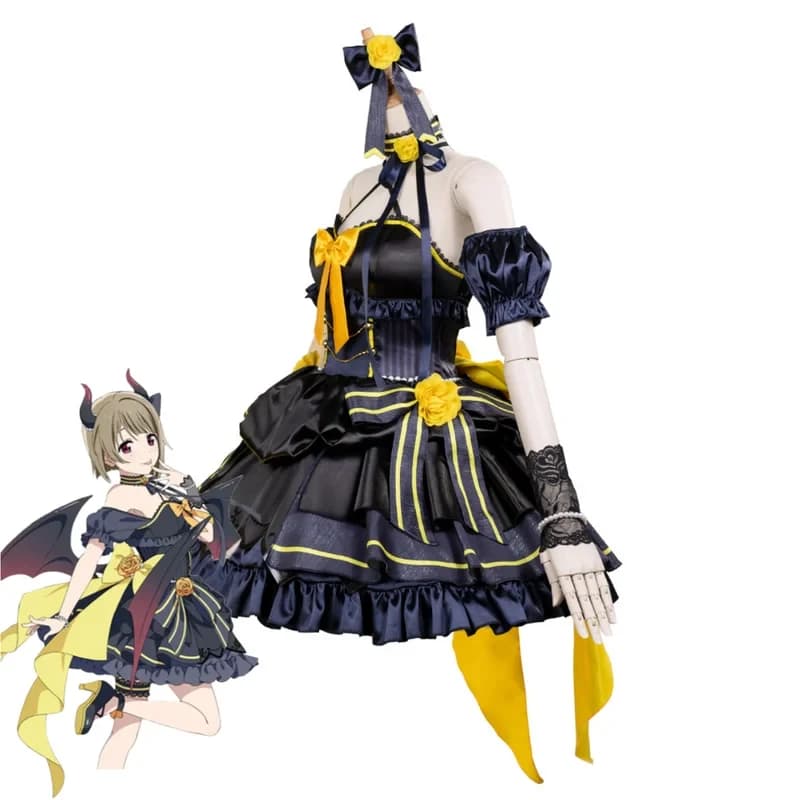 5;e,8\v,5/XqAnime LoveLive! Nijigasaki High School Idol Club Nakasu Kasumi Cosplay Costume Demon Group Lolita Dress Wif,5'h\8/m'