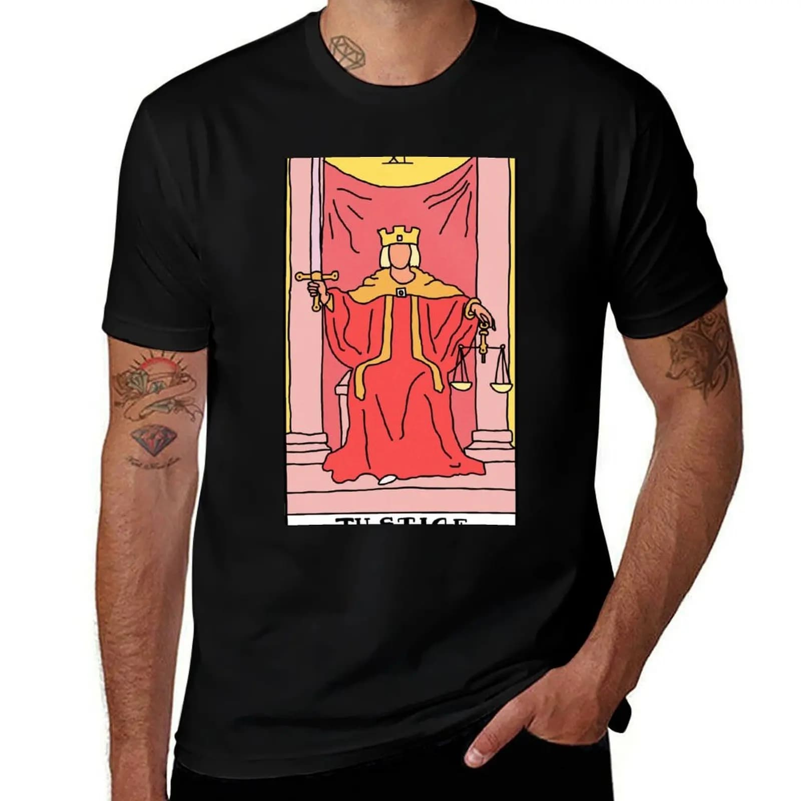 Justice Tarot Card T-Shirt Work Casual Loose Fit T-Shirt