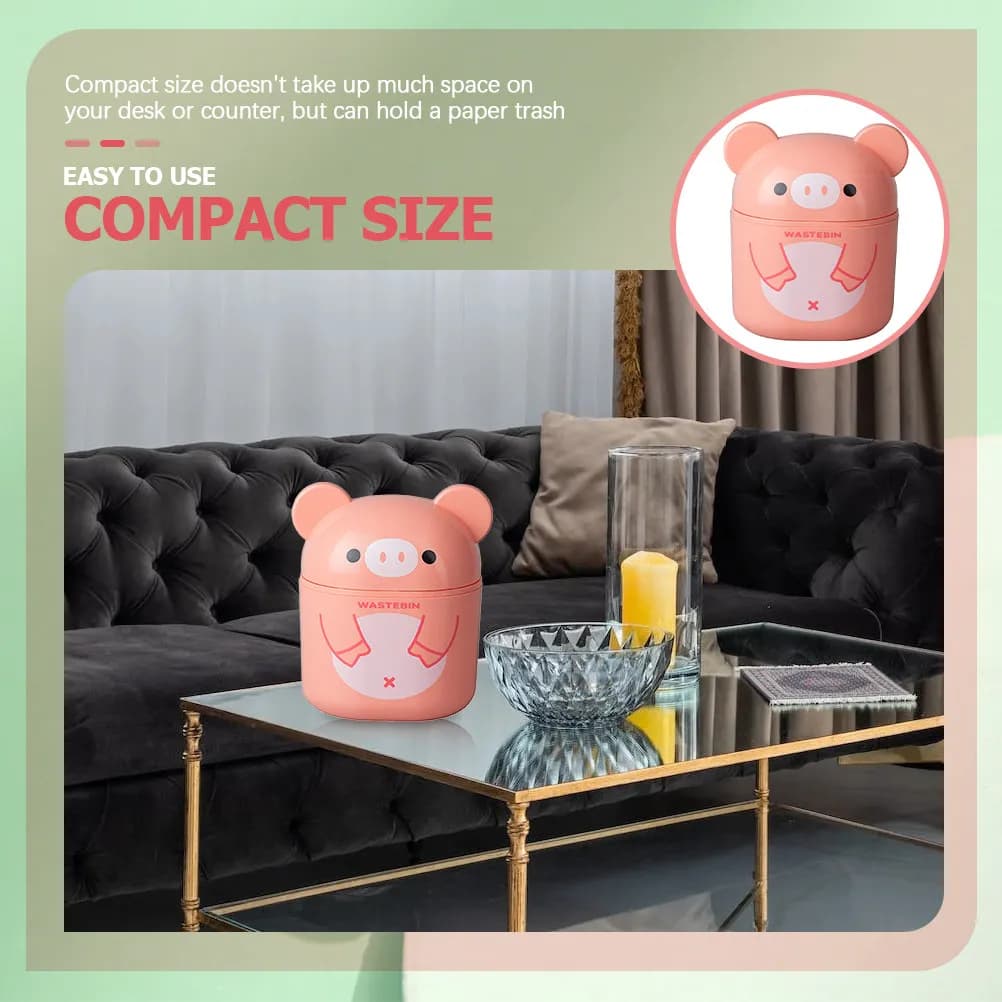 Mini Cestino in Plastica con Coperchio, Piccolo Contenitore per Rifiuti da Scrivania, Ufficio, Bancone, Tavolo, Bagno, Design Salvaspazio e Moderno