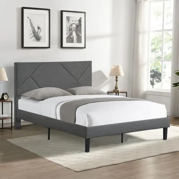 Struttura letto con piattaforma imbottita a grandezza naturale con testiera; Robusto supporto a doghe in legno; Fondotinta per materasso; Nessun sommier necessario;