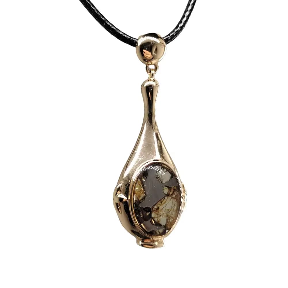 Brenham Meteorite Bracelets Natural olive meteorite S925 silver necklace Jewelry material Specimen S925 silver Pendant -TB346