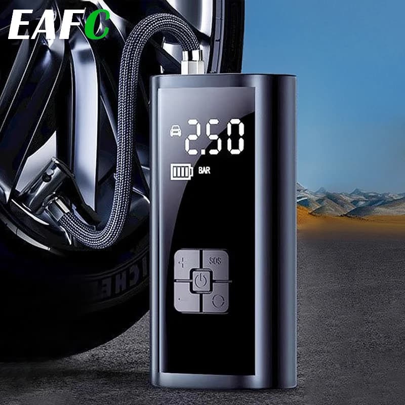EAFC Compressore d'aria per auto 4000mAh Gonfiatore per pneumatici per auto Luce a LED Gonfiatore per pneumatici Pompa elettrica 150PSI per auto Moto Biciclette