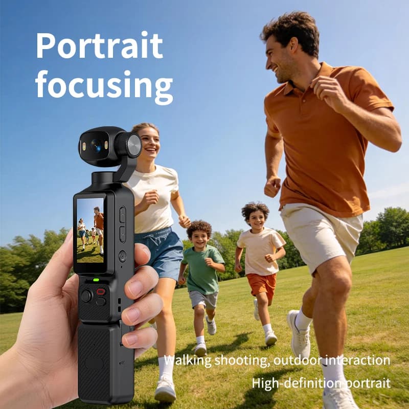 Handheld Pocket Vlog Camera 180° Rotatable Lens Smart Anti-shake HD Screen Portable Mini Sports Video Cam for Travel Selfie