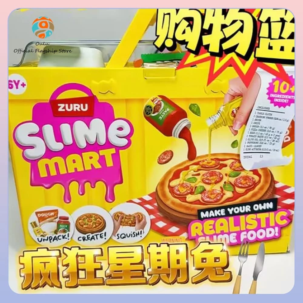 Nuovo genuino Zuru Slime Mart scatola cieca regalo fai da te giocattoli antistress Slime regalo hamburger pizza carrello della spesa set fai da te scatola misteriosa