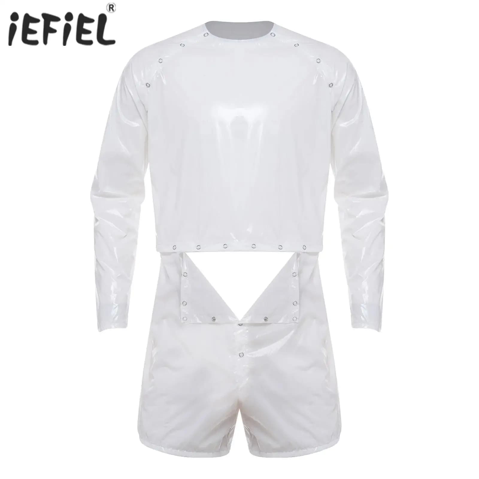 Costume da bagno intero da uomo effetto sauna, con pantaloncini boxer staccabili, lucido, impermeabile, traforato, per spiaggia