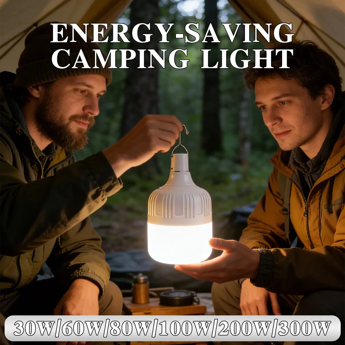 Portable Rechargeable LED Camping Light with Hook Dimmable Tent Lantern Emergency Night Lamp for Adventure Hiking Travel Use