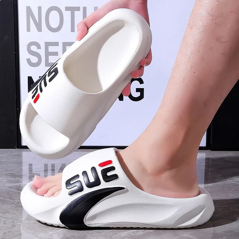 Men Summer Slides Thick Soled Non Slip Slippers Indoor Outdoor Wear Home Bathroom Sports Casual Sandals