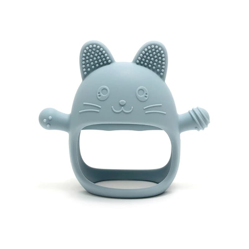 Guanti per la dentizione del bambino - Giocattolo da masticare con guanto in silicone alimentare, protezione per le mani anti-succhiamento, design simpatico coniglietto