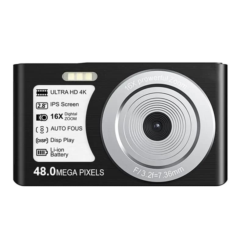 A29F-48MP Mini Digital Camera 4K Zoom 16X Automatic Focus Webcam Filter Grandangle Anti-Shake Built-in Filling Light Student Camera