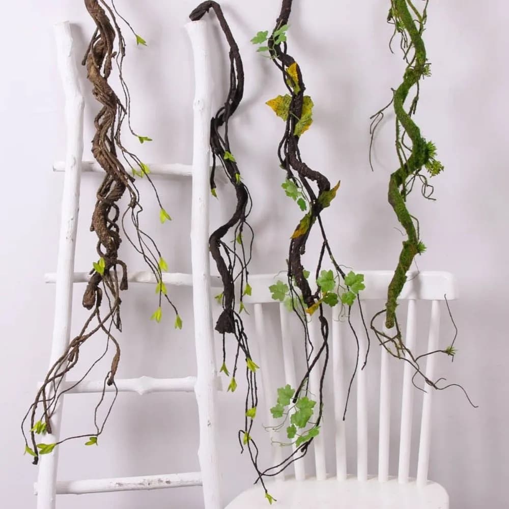Wall Hanging Artificial Rattan Vine DIY Wreath Shape Artificial Faux Plants Tree Grape Leaves Decorative Fake Branch