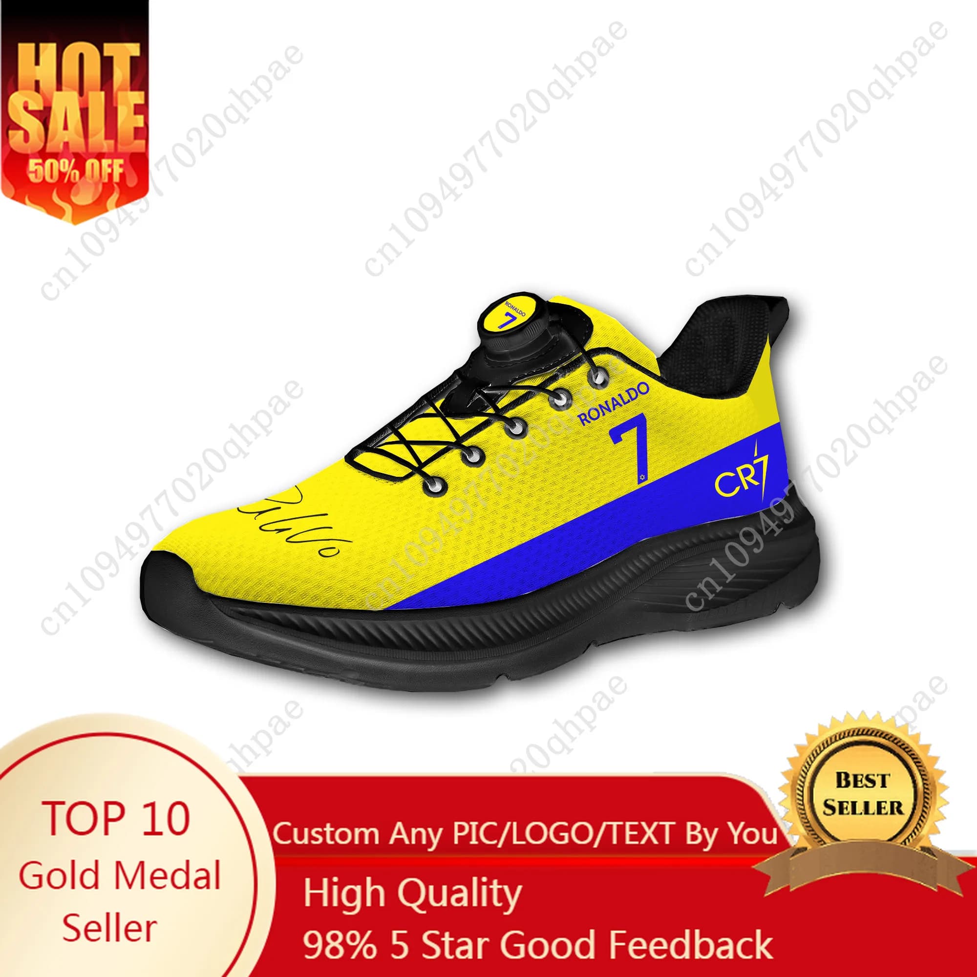 Running shoes Cristiano Ronaldo CR7 Man Woman with Laceless Rotating Button Sneakers Sporty Breathable Light Customizable